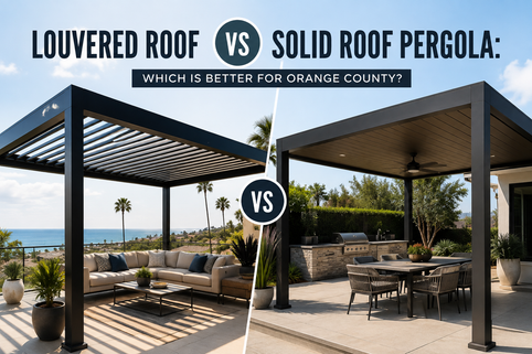 Louvered roof pergola versus solid roof patio cover comparison