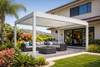 Rinova Pergola aluminum pergola installed on a Southern California backyard patio