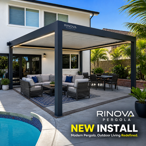 Aluminum pergola permitted and installed at an Orange County residence