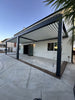 Aluminum pergola oriented for optimal sun and shade in a California backyard