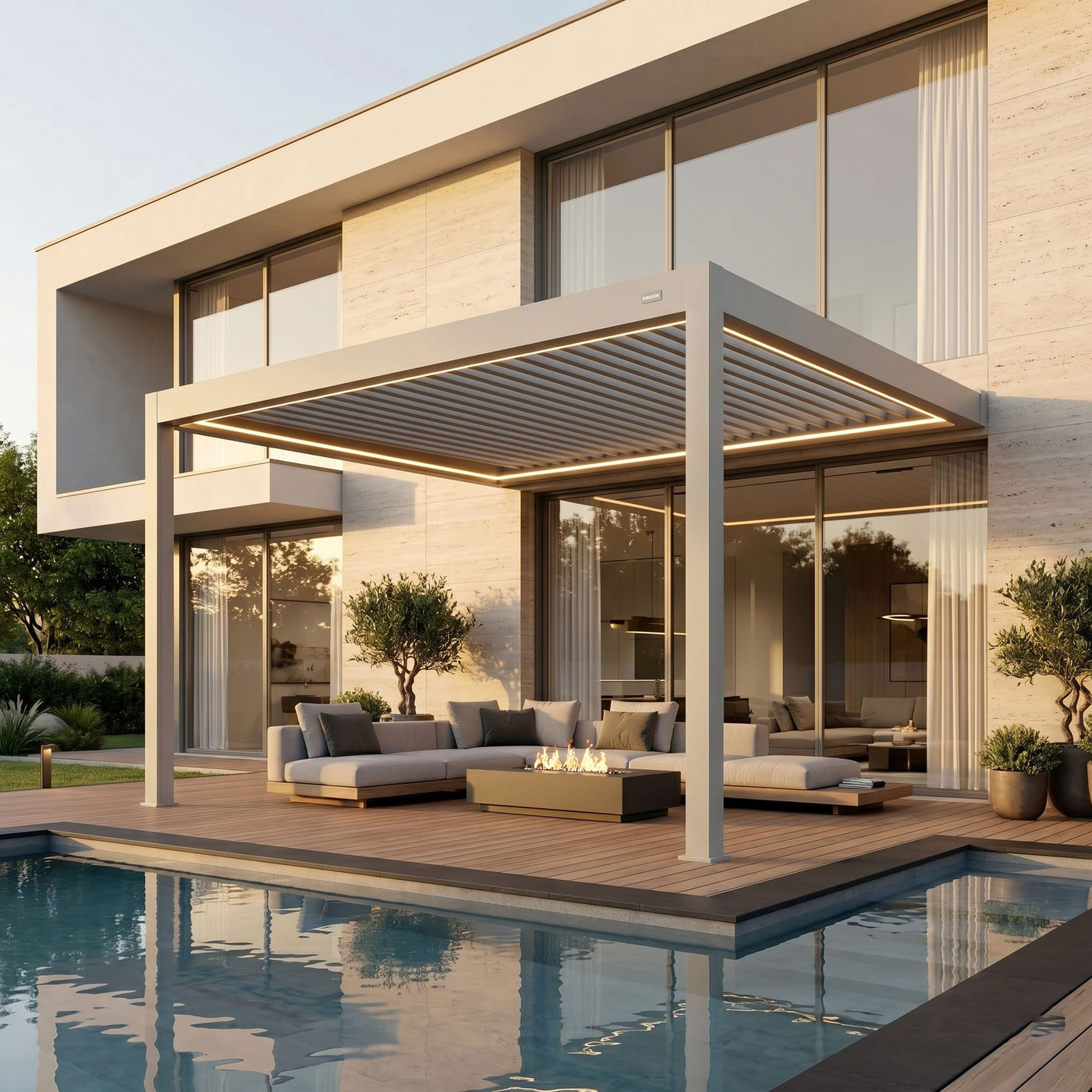 Custom Rinova aluminum pergola project
