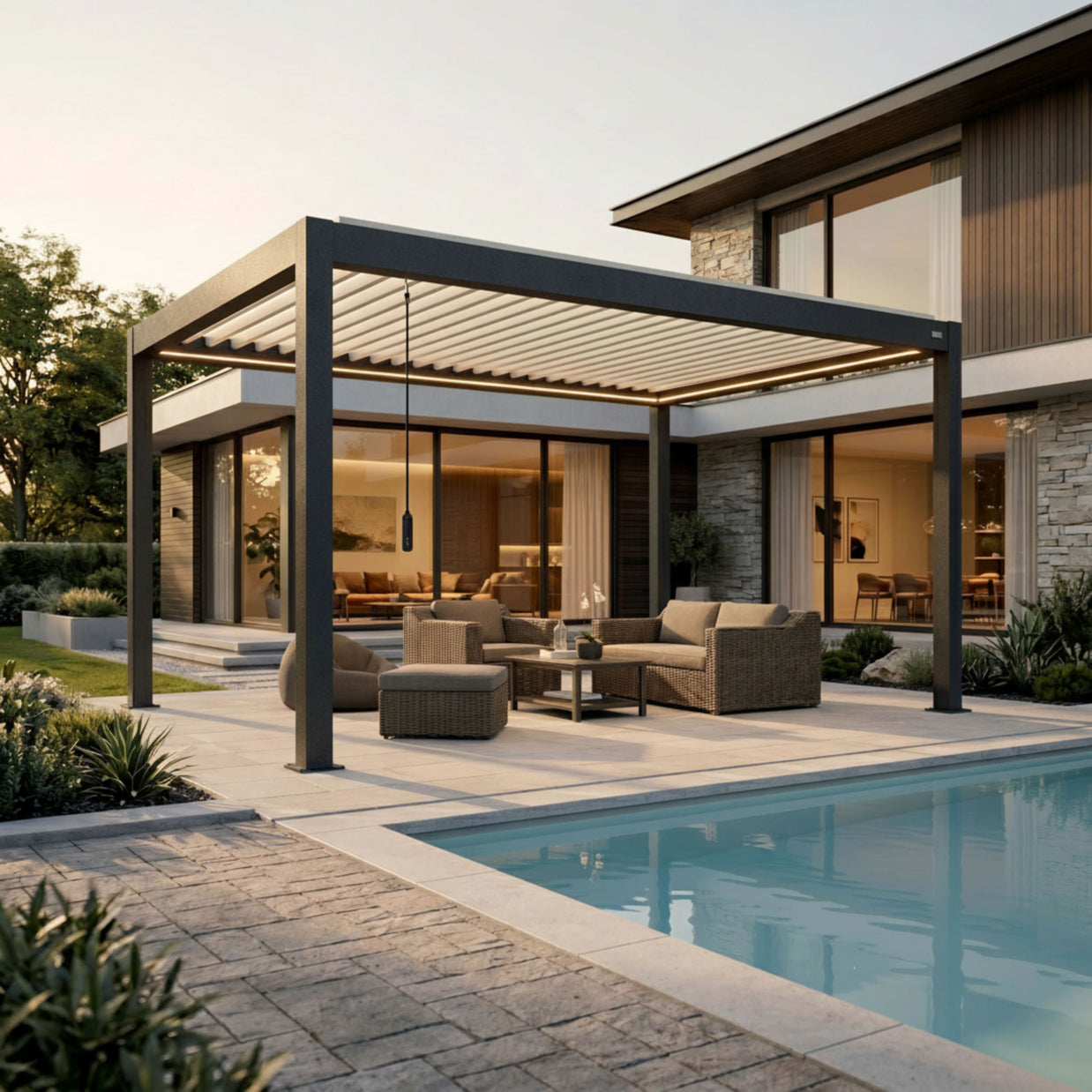 Terra Louvered Roof | Manual Control (Crank) Aluminum Pergola Kit