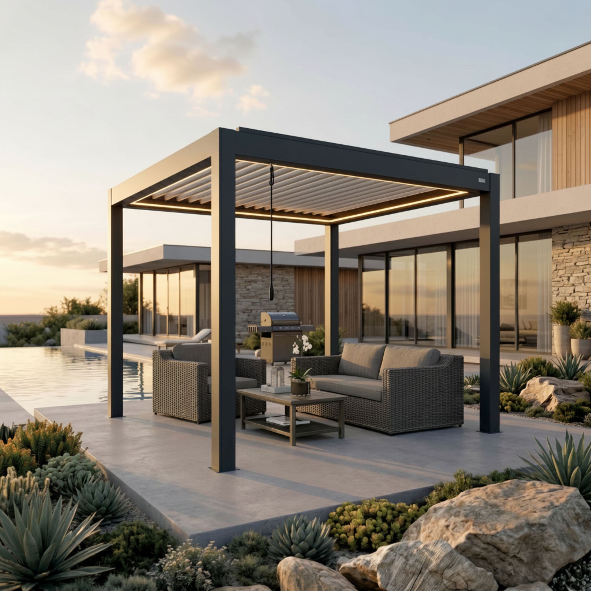 Terra Louvered Roof | Manual Control (Crank) Aluminum Pergola Kit