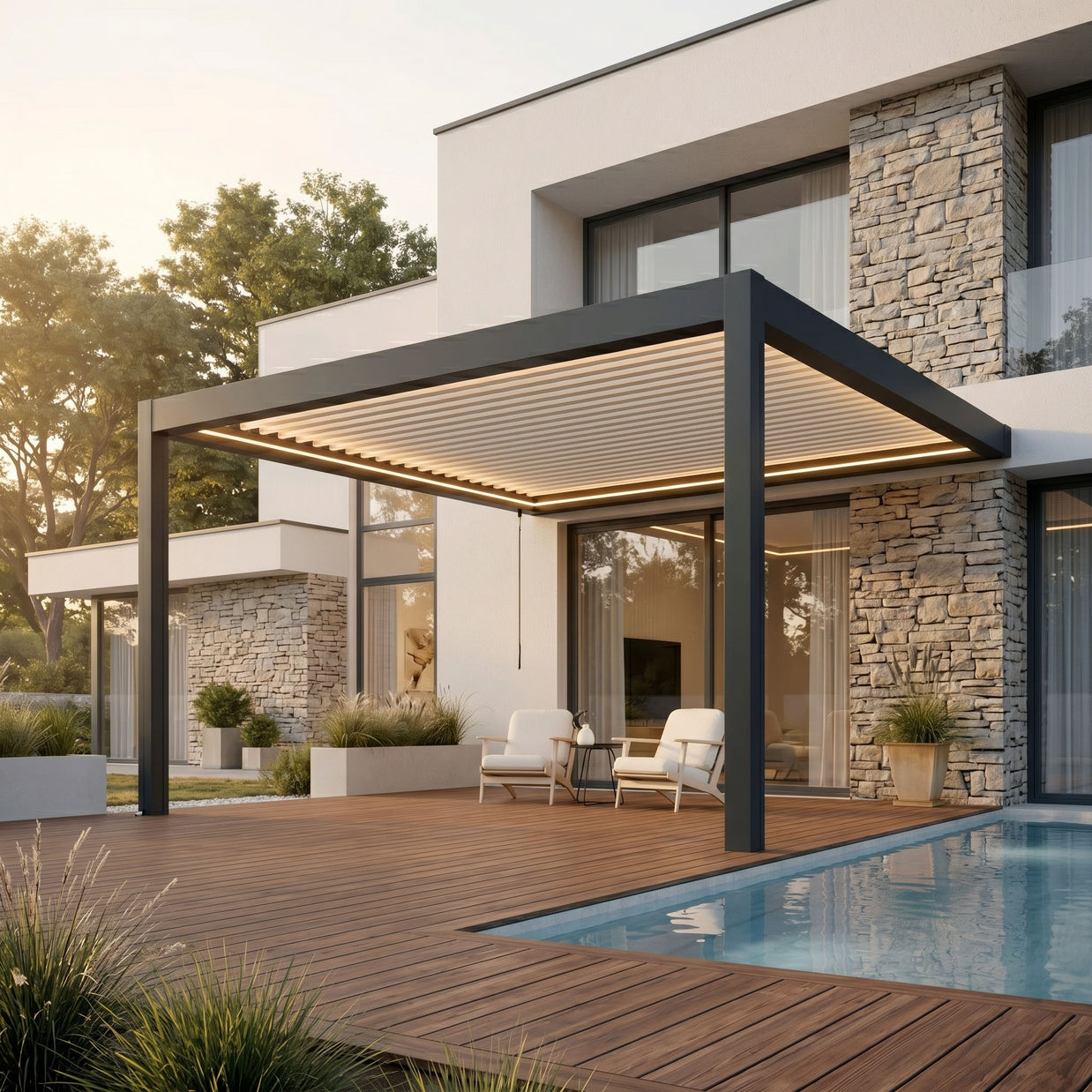 Terra Louvered Roof | Manual Control (Crank) Aluminum Pergola Kit