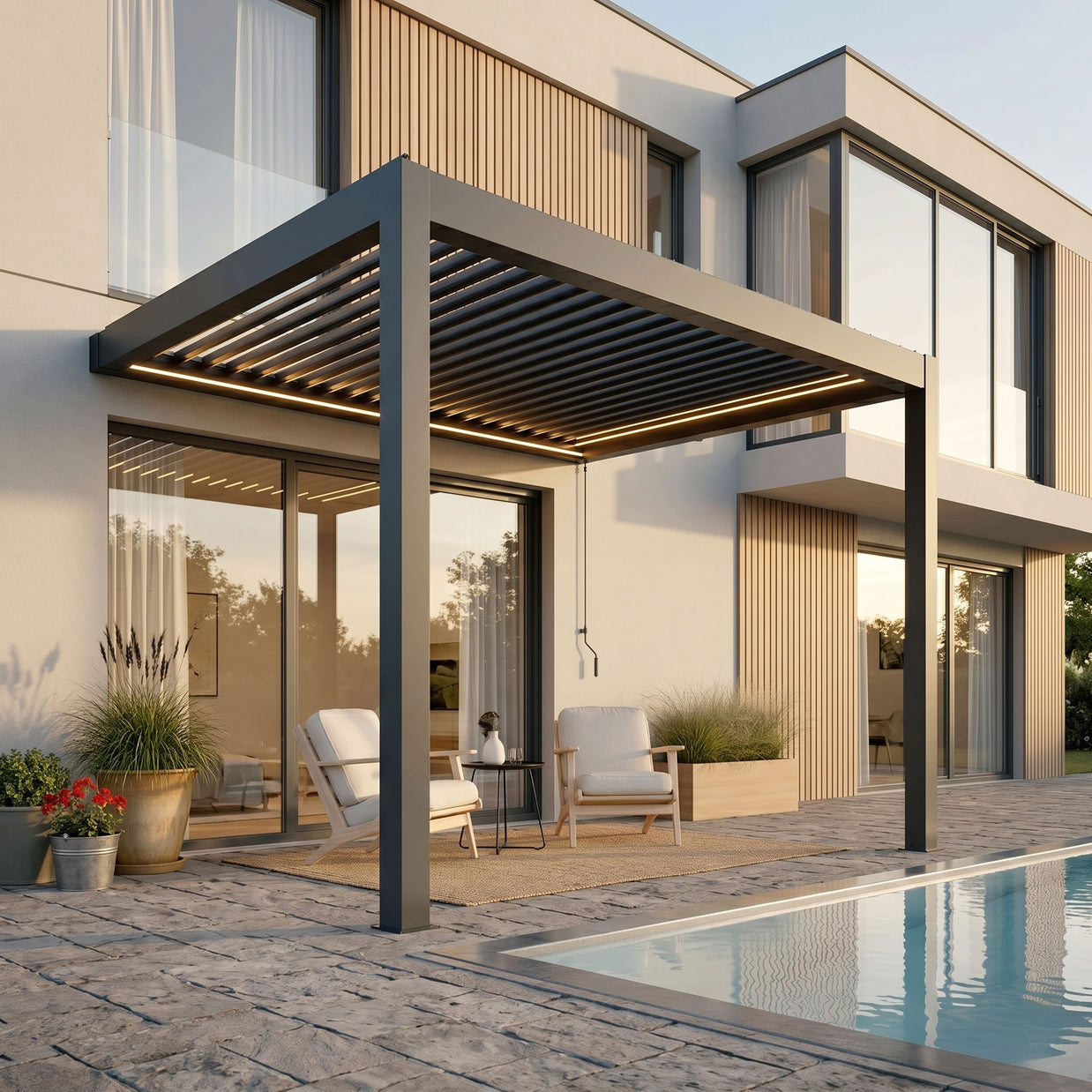 Terra Louvered Roof | Manual Control (Crank) Aluminum Pergola Kit
