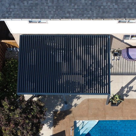 Anaheim pergola project by Rinova Pergola — aluminum louvered pergola installation