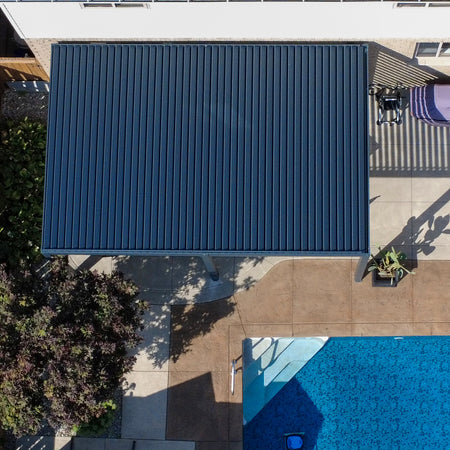 Anaheim pergola project by Rinova Pergola — aluminum louvered pergola installation
