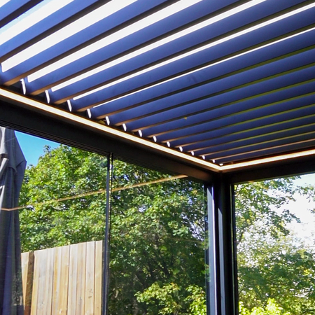 Costa Mesa pergola project by Rinova Pergola — aluminum louvered pergola installation
