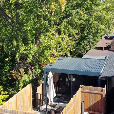 Costa Mesa pergola project by Rinova Pergola — aluminum louvered pergola installation