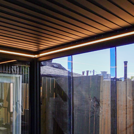 Costa Mesa pergola project by Rinova Pergola — aluminum louvered pergola installation
