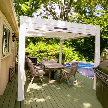 Huntington Beach pergola project by Rinova Pergola — aluminum louvered pergola installation