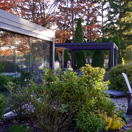 Newport Beach pergola project by Rinova Pergola — aluminum louvered pergola installation